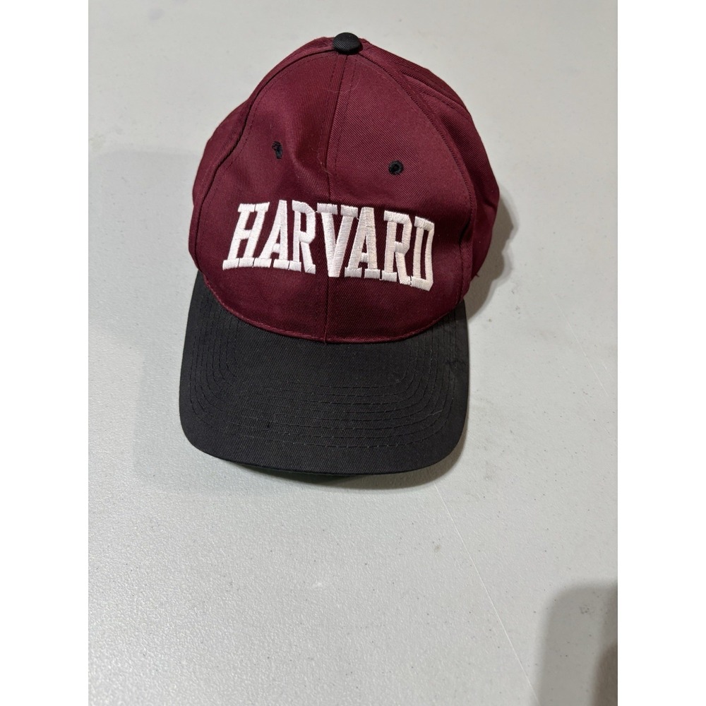 Vintage 90s Y2K Harvard SnapBack Hat College Embroidered Baseball Red Adult‎